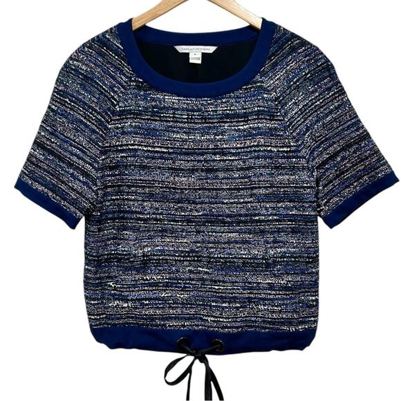 Diane von frustenberg adela tweed short sleeve top womems size medium - Picture 1 of 12